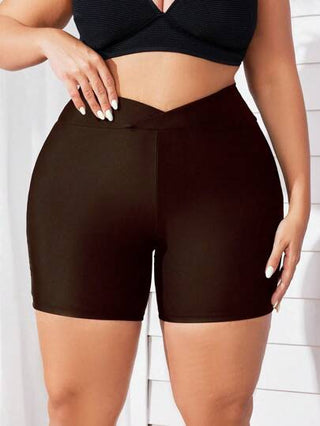 Swim Lushoire قطعة سفلية لملابس السباحة البيكيني ذات لون أحادي والخصر على شكل صليب للمرأة ذات الحجم الكبير