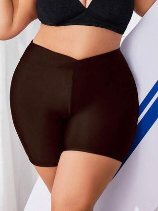 Swim Lushoire قطعة سفلية لملابس السباحة البيكيني ذات لون أحادي والخصر على شكل صليب للمرأة ذات الحجم الكبير