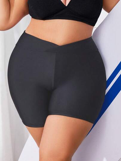 Swim Lushoire سراويل بكيني بخصر عريض بتصميم متقاطع لذوات الأحجام الكبيرة