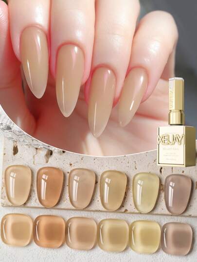 XEIJAYI طقم طلاء أظافر جيل 6 ألوان شفاف 15مل من XEJAYI ، جيل أظافر بتقنية السيراميك العالية الجودة للصالونات، لاصق نصف دائم مع ضوء يوفي وليد.