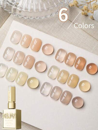 XEIJAYI طقم طلاء أظافر جيل 6 ألوان شفاف 15مل من XEJAYI ، جيل أظافر بتقنية السيراميك العالية الجودة للصالونات، لاصق نصف دائم مع ضوء يوفي وليد.