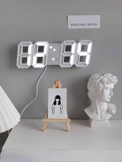 ساعة حائط رقمية ثلاثية الأبعاد - ساعة منضدية حديثة وبسيطة، مع عرض التاريخ ودرجة الحرارة، إضاءة LED داخلية، تشغيل سلكي، بدون بطارية، مكونات إلكترونية - مثالية للمطابخ والغرف والمكاتب، وهدية مناسبة للمناسبات والأعياد