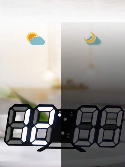 ساعة حائط رقمية ثلاثية الأبعاد - ساعة منضدية حديثة وبسيطة، مع عرض التاريخ ودرجة الحرارة، إضاءة LED داخلية، تشغيل سلكي، بدون بطارية، مكونات إلكترونية - مثالية للمطابخ والغرف والمكاتب، وهدية مناسبة للمناسبات والأعياد