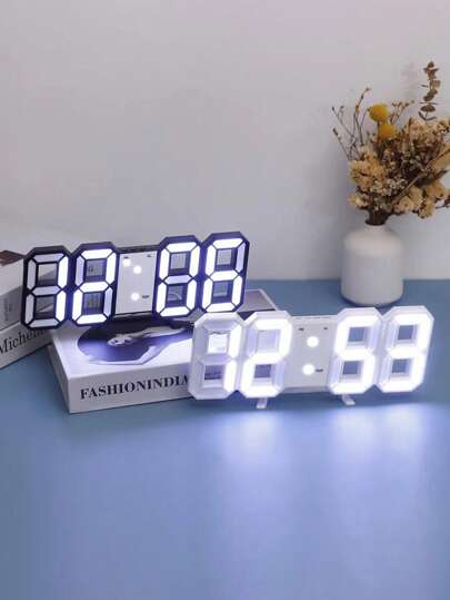 ساعة حائط رقمية ثلاثية الأبعاد - ساعة منضدية حديثة وبسيطة، مع عرض التاريخ ودرجة الحرارة، إضاءة LED داخلية، تشغيل سلكي، بدون بطارية، مكونات إلكترونية - مثالية للمطابخ والغرف والمكاتب، وهدية مناسبة للمناسبات والأعياد