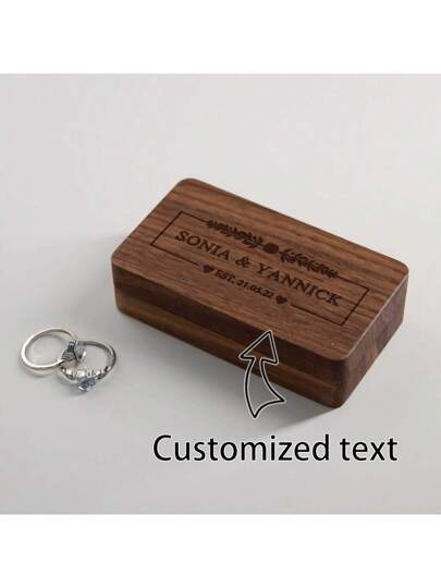 قطعة واحدة من صندوق خاتم الخطوبة المحفور من الجوز، صندوق خاتم زفاف خشبي مخصص، صندوق خاتم مخصص، صندوق خاتم الخطوبة، هدية ذات مناسبة خاصة، منظم الخواتم