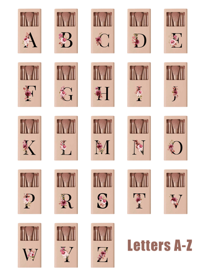 مجموعة فرش تجميل مع مرايا في علبة ، مزينة بتصميمات زهور جذابة مع أحرف إنجليزية من A إلى Z، مجموعات فرش تجميل متعددة الوظائف مع علب مرآة، أقلام تجميل صغيرة متعددة الوظائف، فرش ظلال العيون، أطقم أدوات مكياج تشمل فرش تجميل، هدايا مثالية للفتيات، لوازم...