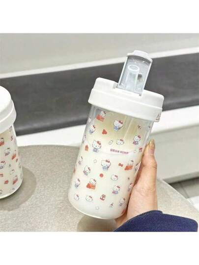 Sanrio كوب قش شفاف بتصميم هولو كيتي - مناسب لل- DIY ، إنشاء كوب أحلامك الخاص ، مثالي للسفر والرحلات والقهوة ، بتصميم جميل بشكل قطة KT ، أفضل هدية لأصدقائك في العطلات والأعياد
