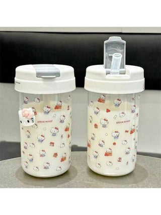 Sanrio كوب قش شفاف بتصميم هولو كيتي - مناسب لل- DIY ، إنشاء كوب أحلامك الخاص ، مثالي للسفر والرحلات والقهوة ، بتصميم جميل بشكل قطة KT ، أفضل هدية لأصدقائك في العطلات والأعياد