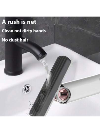 مسح قصير ذاتي الضغط محمول، مسح كسول صغير قوي الامتصاص بدون غسيل، يستخدم جاف ورطب، نظام تنظيف الأرضية للحمامات والمطابخ والأواني والطاولات والزجاج...