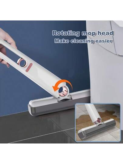 مسح قصير ذاتي الضغط محمول، مسح كسول صغير قوي الامتصاص بدون غسيل، يستخدم جاف ورطب، نظام تنظيف الأرضية للحمامات والمطابخ والأواني والطاولات والزجاج...