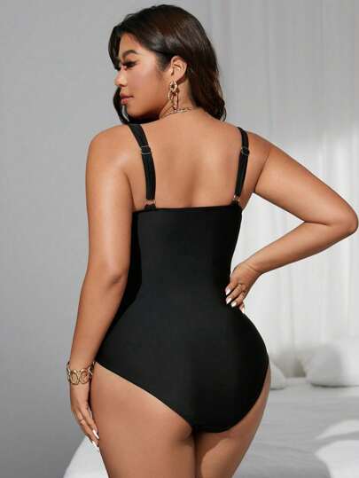 Swim SXY بدلة سباحة واحدة قطعة لسيدات البدناء بتصميم الطباعة والشبك ملائمة وذات لونين، للصيف والعطلة الشاطئية