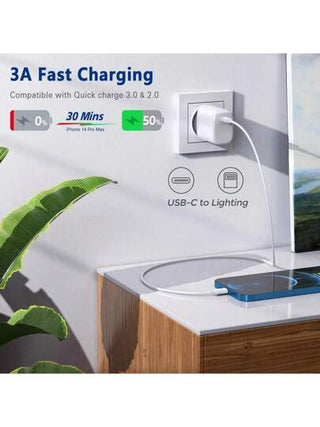 XASMA كبل شاحن 20 واط بتقنية بمنفذ USB-C إلى Lightning لهواتف 14/13/12/11/X/XS/XR/SE وكذلك أجهزة iPad وiPod