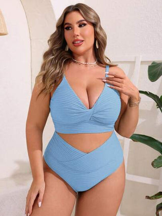 Swim Lushoire طقم بكيني بتصميم تويست بلون أحادي للمقاسات الكبيرة