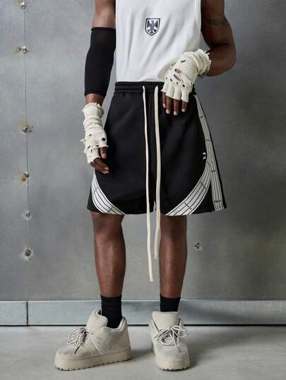 NEON BLANC شورت رياضي مطرز برسائل للرجال، أزياء الشارع الأنيقة