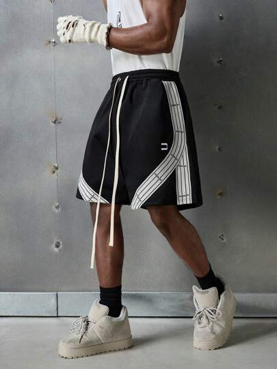 NEON BLANC شورت رياضي مطرز برسائل للرجال، أزياء الشارع الأنيقة