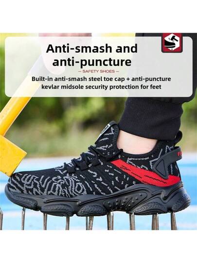 بوت عمل آمنة ذات نطاق من الصلب للرجال، بوت عمل لا يمكن تدميرها، بوت رياضية خفيفة الوزن قدم من حديد، بوت أمان صيفية منفذة للهواء مقاومة للطعن