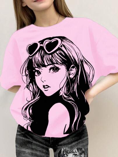 تيشيرتات بناتي مجموعة قطعتين ملابس علوية أكمام قصيرة وبنطلون عصري بسيط مناسب للفتيات المراهقات خلال الصيف