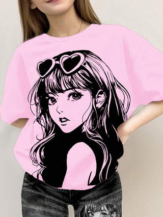 تيشيرتات بناتي مجموعة قطعتين ملابس علوية أكمام قصيرة وبنطلون عصري بسيط مناسب للفتيات المراهقات خلال الصيف