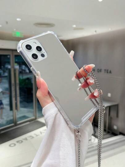 1 قطعة غطاء هاتف محمول مقاوم للصدمات مزود بسلسلة للتعليق يناسب هواتف آيفون من7 إلى 15 بروماكس، غطاء واقي