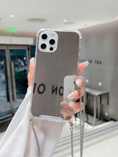 1 قطعة غطاء هاتف محمول مقاوم للصدمات مزود بسلسلة للتعليق يناسب هواتف آيفون من7 إلى 15 بروماكس، غطاء واقي