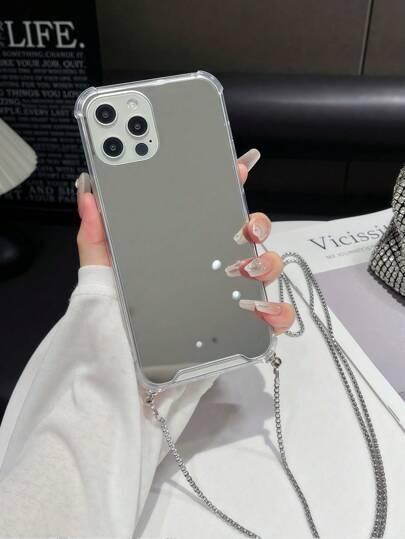 1 قطعة غطاء هاتف محمول مقاوم للصدمات مزود بسلسلة للتعليق يناسب هواتف آيفون من7 إلى 15 بروماكس، غطاء واقي