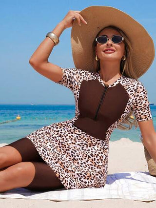 طقم تانكيني حريمي Swim Shayni مجموعة ملابس سباحة محتشمة حديثة من 3 قطع للنساء، أكمام طويلة، سروال طويل، تنورة مطبوعة ،لإنحاف الجسم ملابس سباحة محتشمة "بوركيني" للشرق الأوسط ،مناسبة للأجازات السباحة في الدول العربية