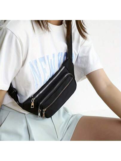 حقيبة خصر قابلة للضبط - مصنوعة من النايلون عالي الجودة، مزودة بسحاب، حقيبة خصر/كروس بودي متعددة الألوان مناسبة للركض والأنشطة الخارجية والاستخدام اليومي العادي، حقيبة خصر عادية| حقيبة بسير قابل للتعديل | إغلاق بسحاب، حقيبة الخصر