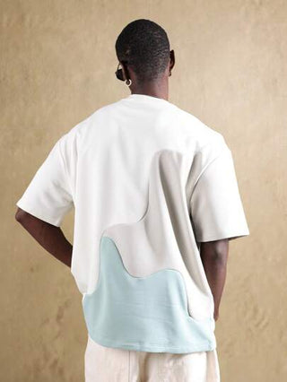 SUMWON تي شيرت أريحي بنمط موجة كبير الحجم، أكمام قصيرة ياقة طاقم صيفي كاجوال ملابس شوارع عصرية ملائم وقيايس مناسب للرياضة واللياقة البدنية