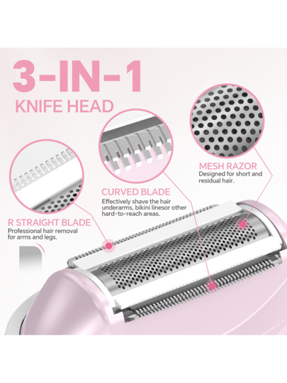 ماكينة حلاقة كهربائية، سحاحة محمولة، ماكينة حلاقة كهربائية للنساء تعمل بإستخدام 2 بطارية AAA، محلق كهربائي ثلاثي الأغراض لا يحتاج لسلك للشعر بالجسم والساقين ومناطق الإبطين والأعضاء الحساسة