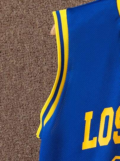 طقم رياضي لطلاب المراهقين من البنين (قميص كرة سلة وشورت) 2 قطعة، لوس أنجلوس رقم 30، قابل للتنفس وسريع الجفاف، مناسب للربيع والصيف