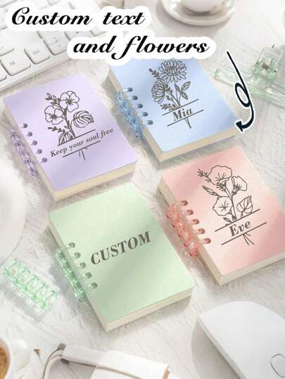 دفتر ملاحظات صغير قابل للتخصيص، بغلاف زهور وحروف مخصصة، دفتر جيب محمول قابل للتخصيص، دفتر مخطط عالي الجودة، مناسب للمكتب والاجتماعات وتسجيل الدراسة، موسم التخرج والعودة للمدرسة والهدايا المخصصة للشركات