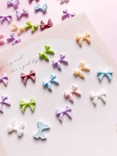 20 قطعة من اكسسوارات الأظافر، ديكورات فنون الأظافر بتصميم الفيونكة بحجم صغير، DIY، سحر الأظافر، منتجات الأظافر، بأسلوب ياباني وكوري، أظافر الأصابع للصيف بألوان متعددة مختلطة