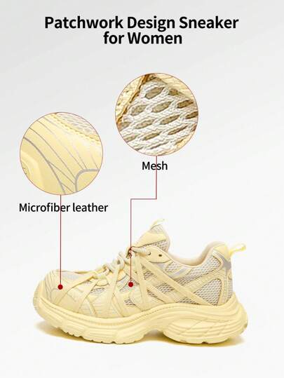 somiliss زوج واحد من أحذية رياضية نسائية مضادة للانزلاق وذات أربطة ، بنسيج شبكي وقماش قابل للتهوية ، أحذية رياضية ذات كتلة أنيقة ومريحة ، زيادة ارتفاع 6 سم ،أحذية خارجية للمشي منخفضة القمة ، طراز صيفي جديد ، لون أصفر