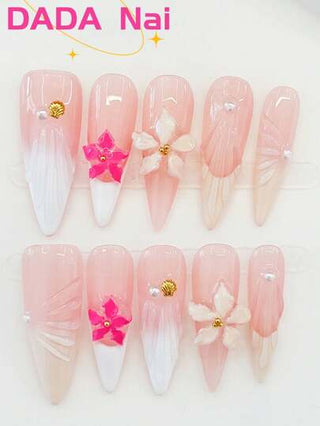 10 قطع أظافر قابلة للارتداء بشكل يدوي صرف ، أظافر بشكل اللوز ، تصميم تدرج ، تصميم فرنسي ، أظافر ثلاثية الأبعاد مزهرة ، أظافر بيضاء بسيطة ، طراز بارد ، طراز حلو ، طراز كرتوني ، طراز Y2k أنيق فاخر