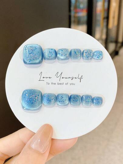 12قطعة/مجموعة أظافر كاذبة يدوية الصنع لفن الأظافر، أطراف أظافر قابلة لإعادة الاستخدام مع غراء وملف، مناسبة للمعلمات والطالبات والمهنيات والاستخدام اليومي، تصميم أنيق وأنثوي مثالي للاستخدام في الصيف والشاطئ