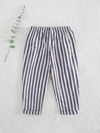 Cozy Pixies بنطلون أطفال بنين مرن الخصر بألوان مخططة، مريح وعملي