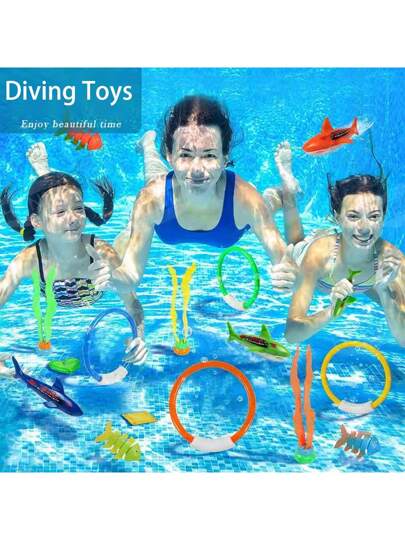 ألعاب حمام السباحة ألعاب غوص صيفية، أدوات ألعاب غوص تحت الماء وممارسة الاحتفاظ بالأنفاس، مجموعة أداوات غوص للحلقات الغارقة في حمام السباحة للصيف