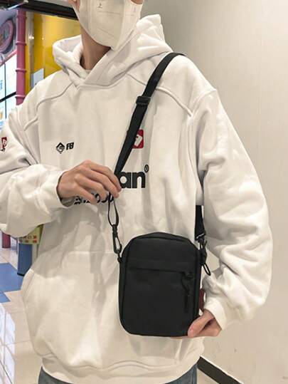 حقيبة كتف متعددة الجيوب، أبزمة أشرطة متقاطعة، حقيبة كاجوال لون ثابت، حزام كتف قابل للتعديل، سحاب حقيبة الكتف، تصميم بسيط لحقيبة الكتف المتقاطعة، حقيبة كتف من النايلون مقاومة للماء (لا تشمل الدالات)