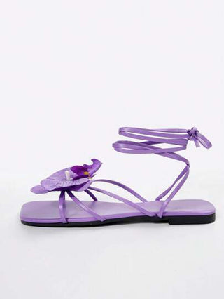 شبشب نسائي بنعل مسطح بأشرطة زهور بطراز فرنسي، صيفي للخارج، أحدث صيحات الموضة، مناسب للتنزه والتسوق والحفلات