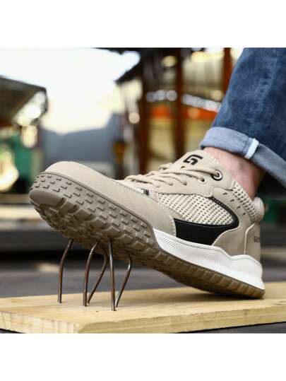 GUYISA أحذية صيفية آمنة, سلسلة كاجوال، شبكة كبيرة تسمح بالتهوية، حماية ضد الصدمات والثقب بطرف فولاذي، قاعدة ناعمة عصرية وعملية للعمل