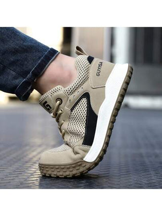 GUYISA أحذية صيفية آمنة, سلسلة كاجوال، شبكة كبيرة تسمح بالتهوية، حماية ضد الصدمات والثقب بطرف فولاذي، قاعدة ناعمة عصرية وعملية للعمل