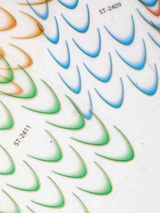 12 ملصق فني لأظافر فرنسية، ملصقات فنية ذات تطريز ذهبي باللون المختلط، مواد ديكورية للأظافر قابلة للارتداء لل- DIY