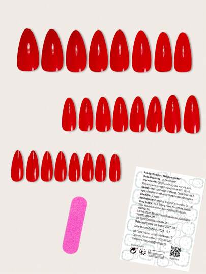 48 قطعة أظافر للأصابع واليدين أظافر صناعية باللون الأحمر الكرزي والأحمر الفراولة، مجموعة أظافر صناعية مناسبة للصيف للنساء والفتيات، تتضمن 2 ورقة من الألسنة اللاصقة و 2 ملف ميني ، الجل اللزج يتم إرساله عشوائياً