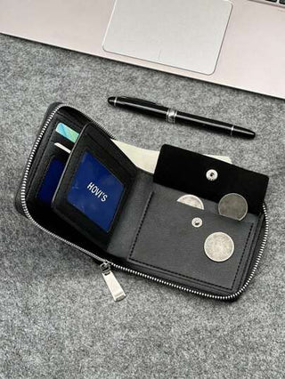 HOVI'S حدث مظهرك مع محفظة رجالية جلدية أعمال عصرية مزودة بفتحة صغيرة