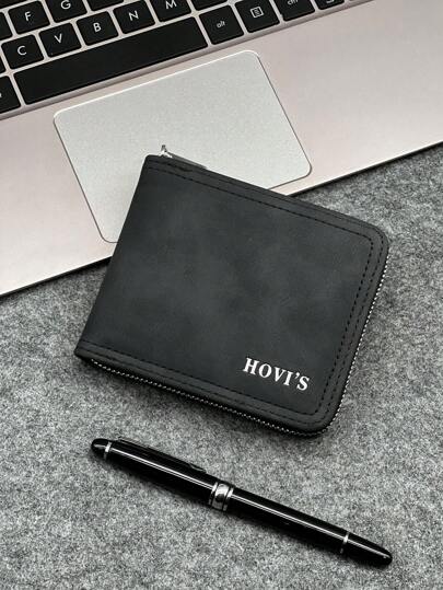 HOVI'S حدث مظهرك مع محفظة رجالية جلدية أعمال عصرية مزودة بفتحة صغيرة