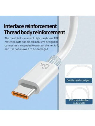 كابل USB من نوع C بطول 6.6 قدم وقوة 120 وات، شحن سريع متوافق مع شاحنات شاومي وسامسونج وهواوي وأونور وأوبو وفيفو، كابل بيانات وشحن سريع