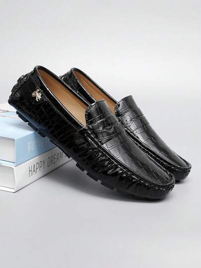 أحذية موكاسين رجالي بتزيين معدني، أحذية مريحة غير زلقة سهلة الارتداء، أحذية رجالي للربيع والصيف