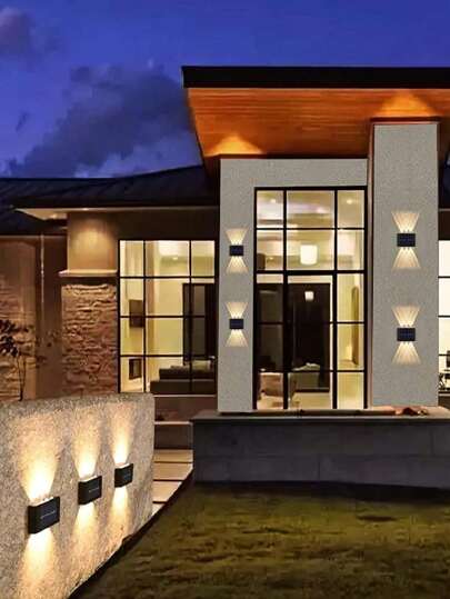 1أو2 حبات مصباح حائط خارجي يعمل بالطاقة الشمسية 6/8/10 مصباح LED ذو ضوء بارد/دافئ، إنارة جو للحديقة والفناء الخارجي والشرفة