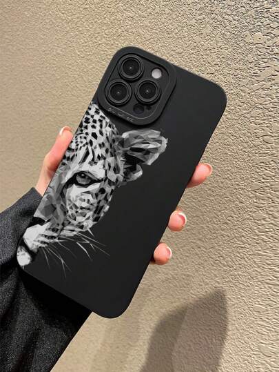 واقي هاتف ناعم مضاد للصدمات بنمط الفهد قطعة واحدة لهاتف أبل، غلاف حماية للهاتف