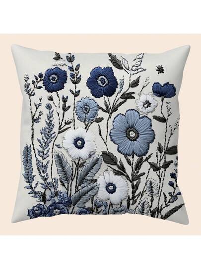 غطاء وسادة مطبوع بطراز زهري قديم، قماش بولي إيستر فاخر، مغلق بسحاب، غطاء وسادة زخرفي للمنزل والأريكة والغرفة - سلسلة سيتزي (بدون حشو)